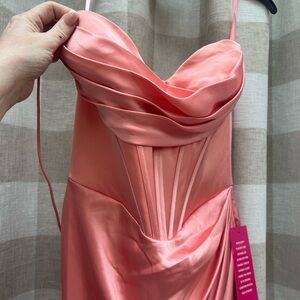 Elegant Peach Satin Dress